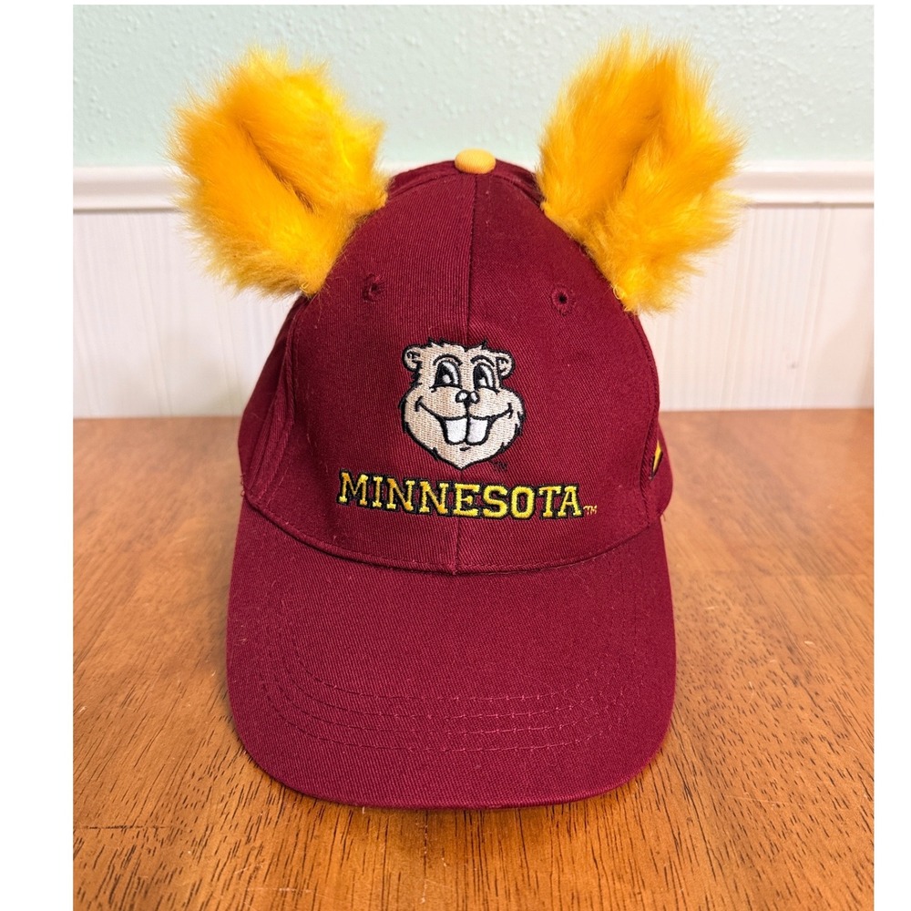 Minnesota Gophers Hat Goldy Locker Room Maroon Gold Fur Ears Baseball Cap Mens